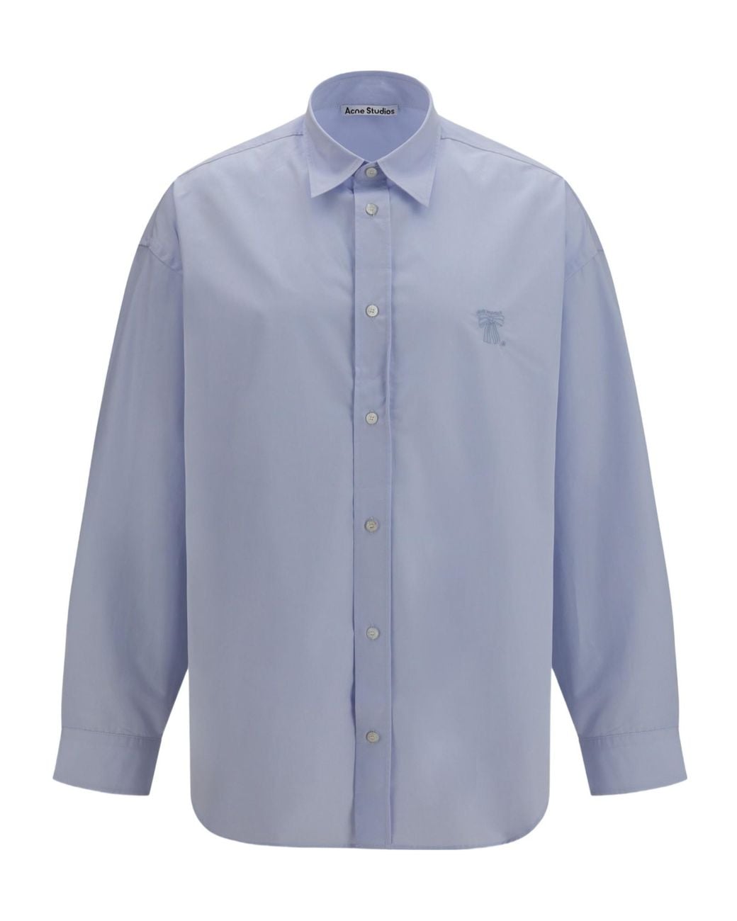 Acne Blue Logo Embroidered Button-Up Shirt for men