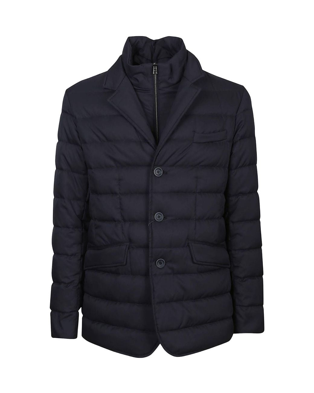 Herno Blue Layered-Effect Quilted Down Jacket for men
