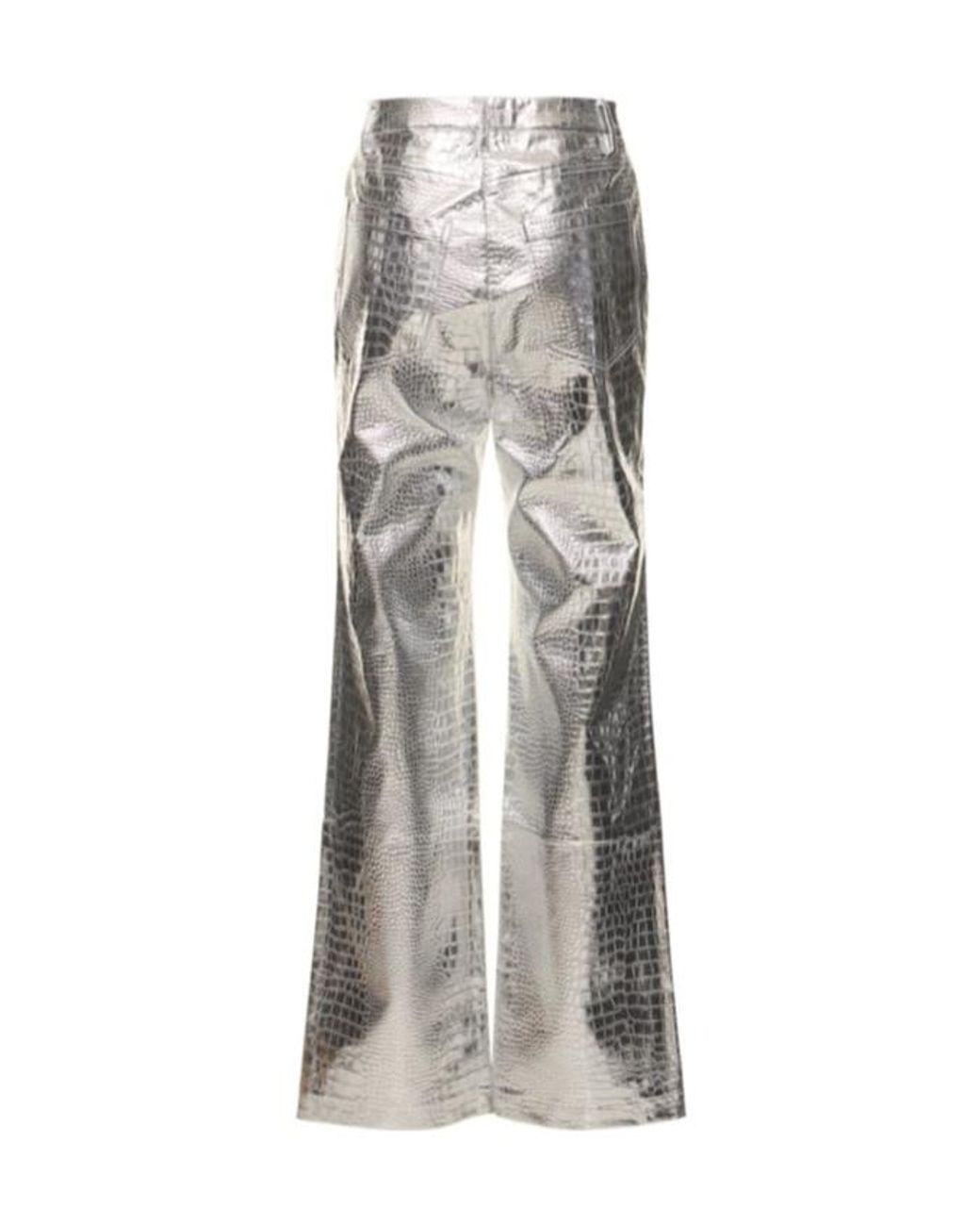 ROTATE BIRGER CHRISTENSEN Gray Textured Metallic Viscose Pants