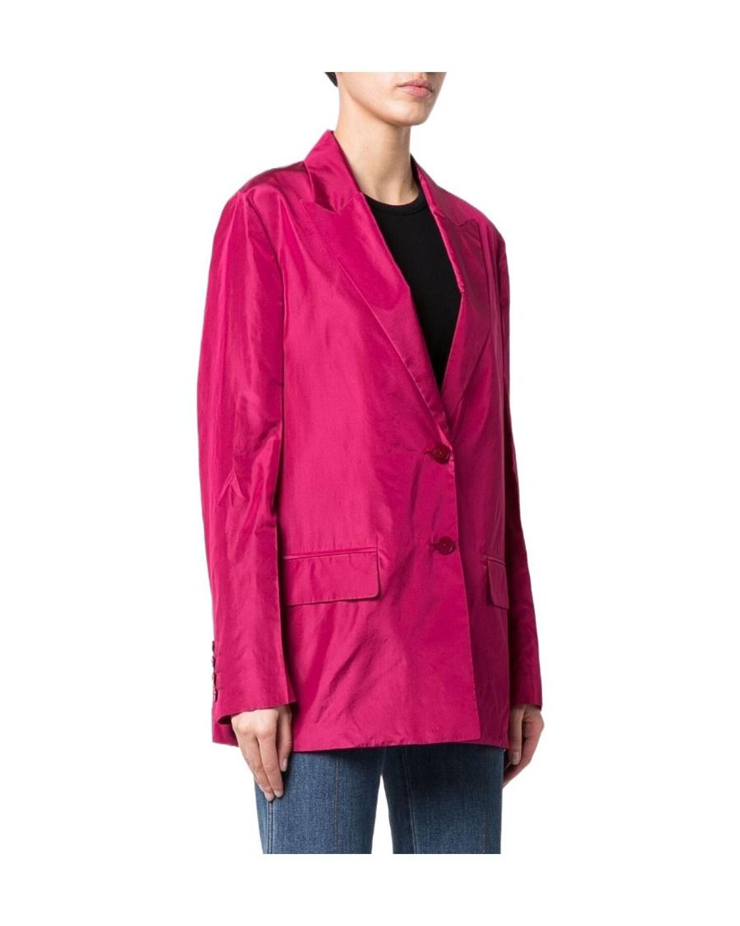 Valentino Pink Crinkled-Effect Single-Breasted Blazer