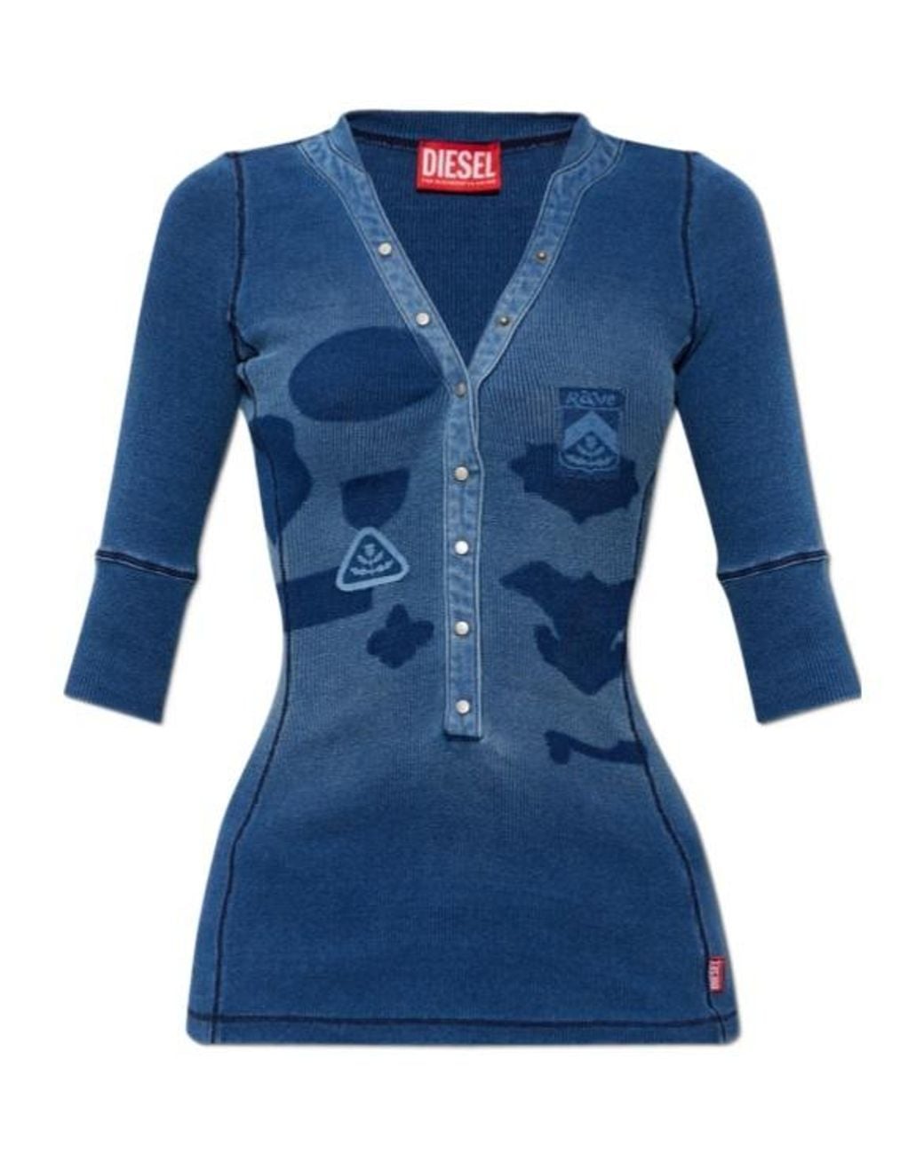 DIESEL Blue T Ereme Buttoned Knitted Top