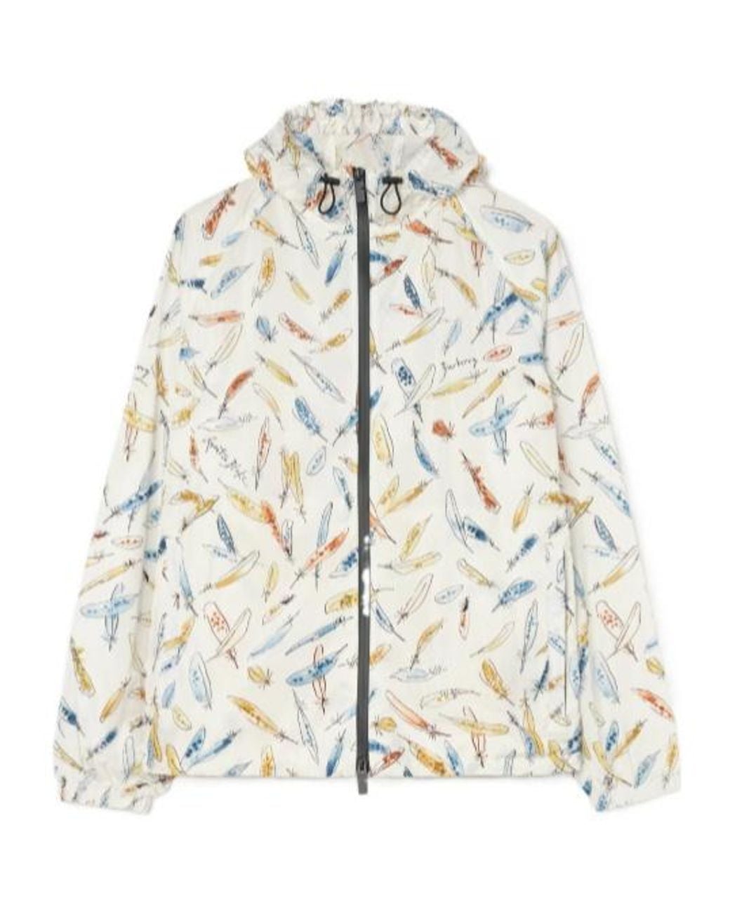 Burberry White Feather Print Nylon Clapton Hooded Jacket for men