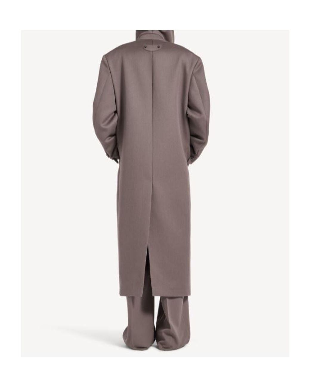 Balenciaga Brown Hooded Double-Breasted Coat for men