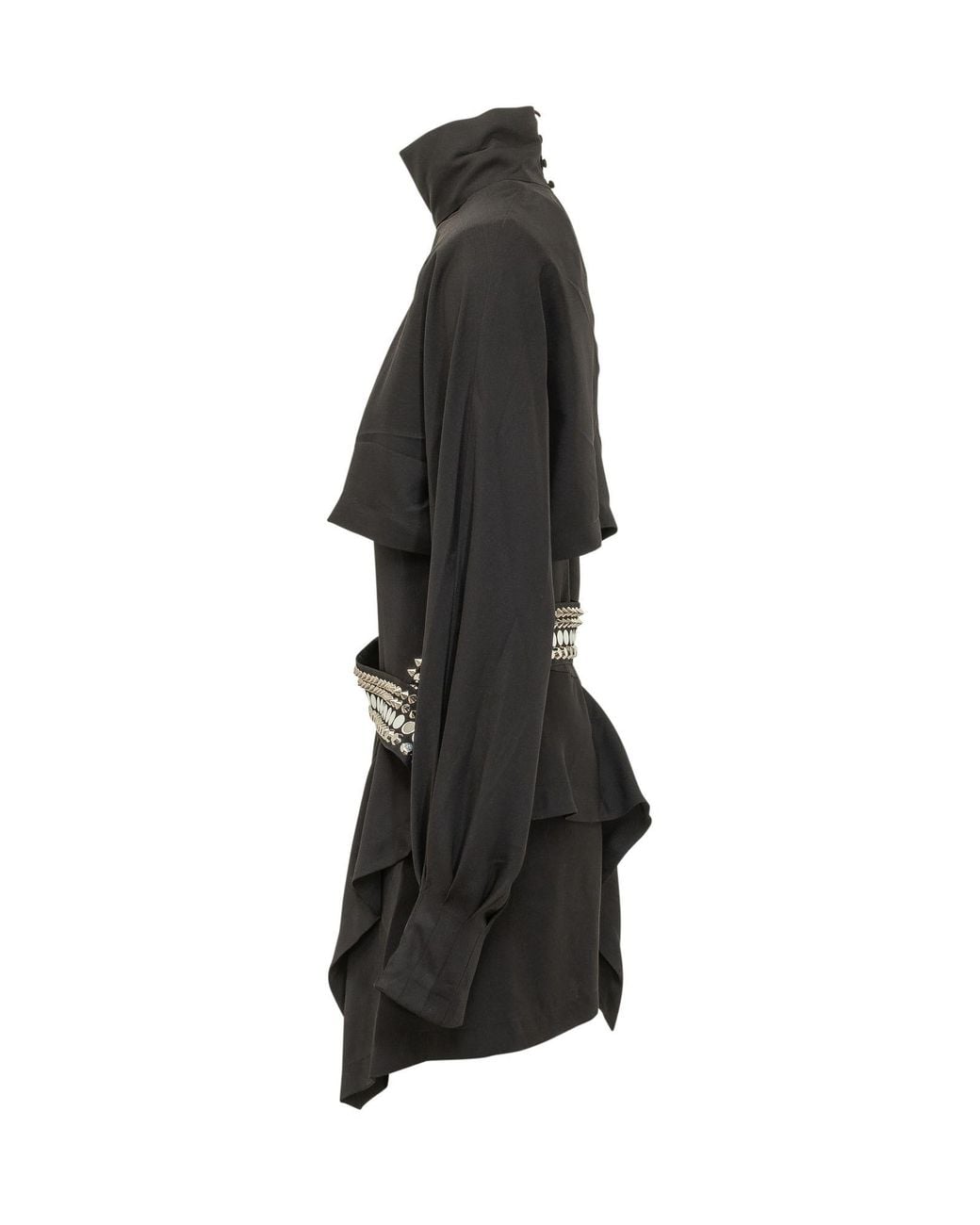 IRO Black Studded Layered-Detail Midi Dress