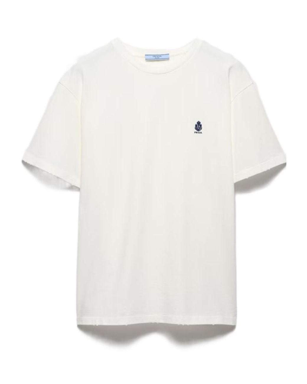 Prada White Girocollo Logo T-Shirt