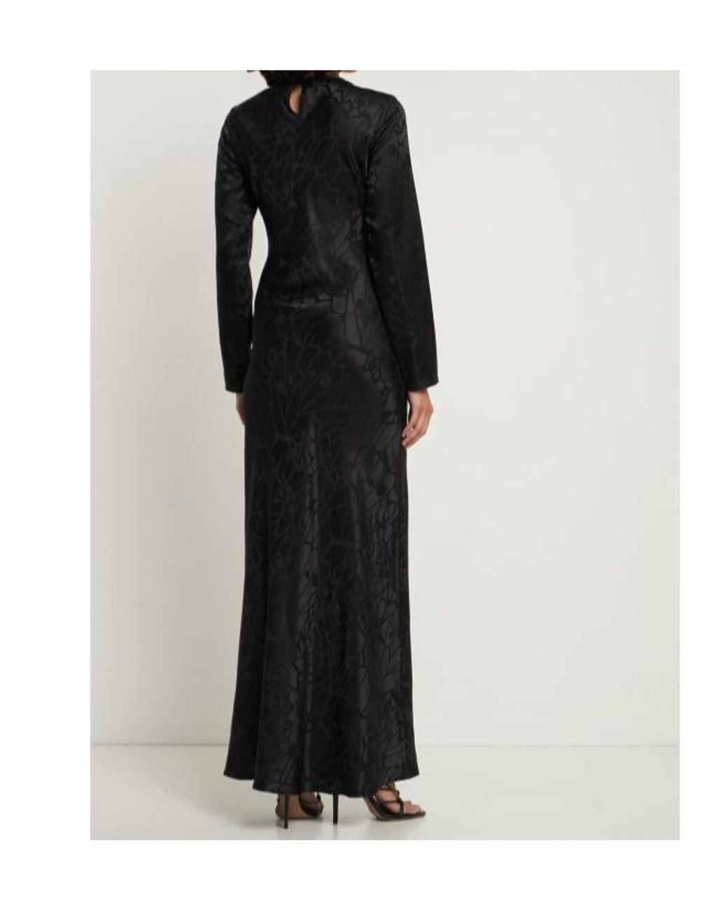 Anine Bing Black Freja Silk Jacquard Long Dress