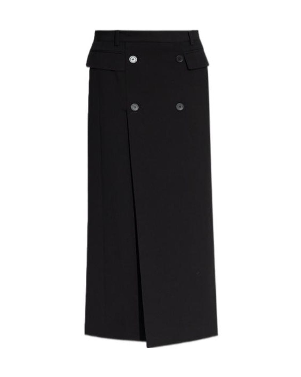 Balenciaga Black Decorative Buttons Maxi Skirt