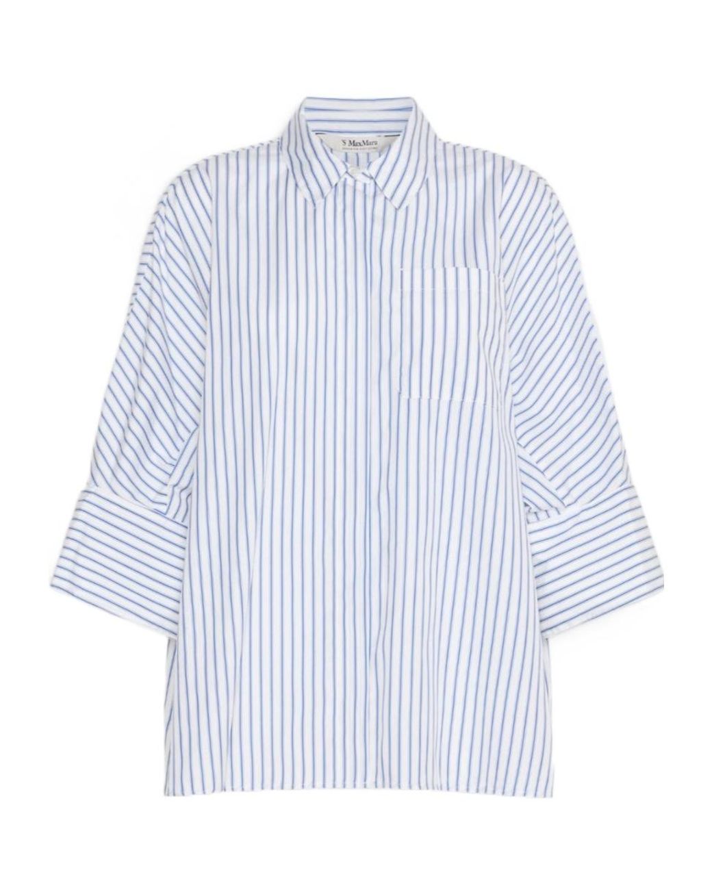 Max Mara Blue 'S Avenue Striped Oversized Shirt