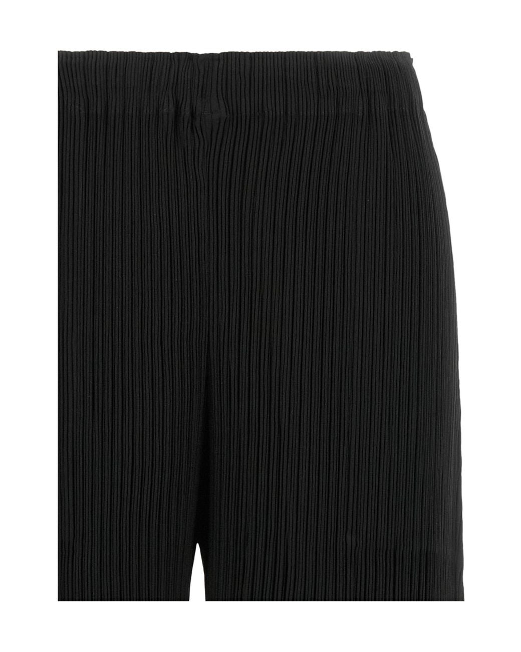 Issey Miyake Black Hatching Pleated Cropped Pants