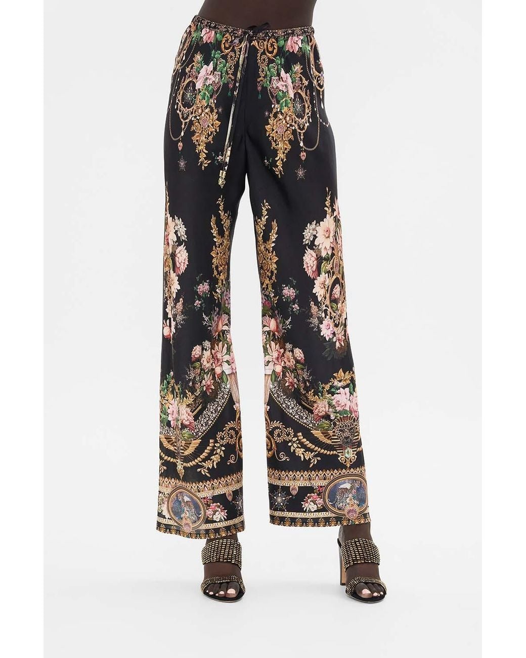 Camilla Black Lace-Up Casual Pants