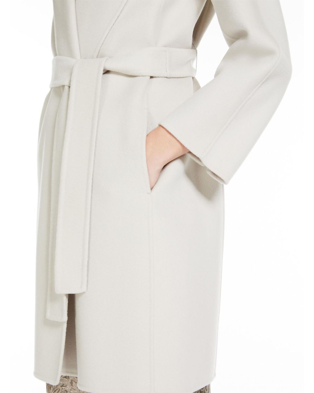 Max Mara White 'S Belted Long-Sleeved Coat