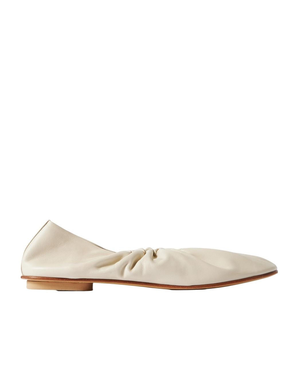 Le Monde Beryl Natural Gathered Leather Ballet Flats