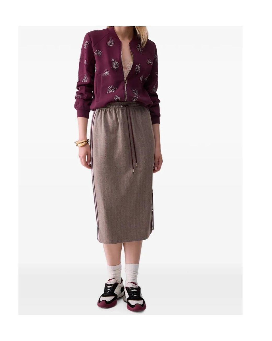 Liu Jo Purple Rhinestone Floral Sweatshirt