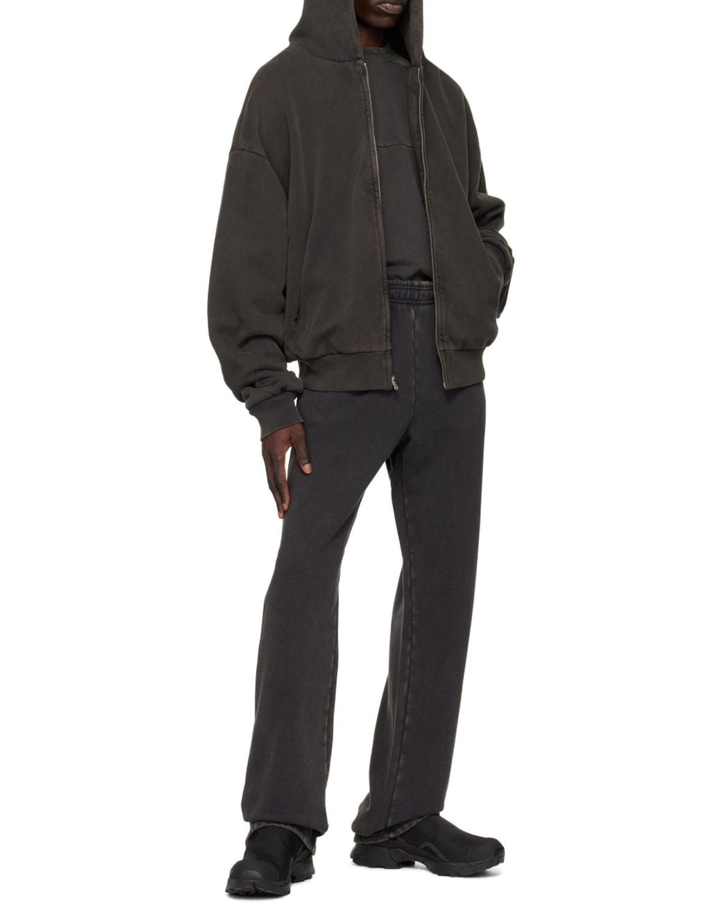 Entire studios Black Straight-Leg Elasticated Waistband Track Trousers for men