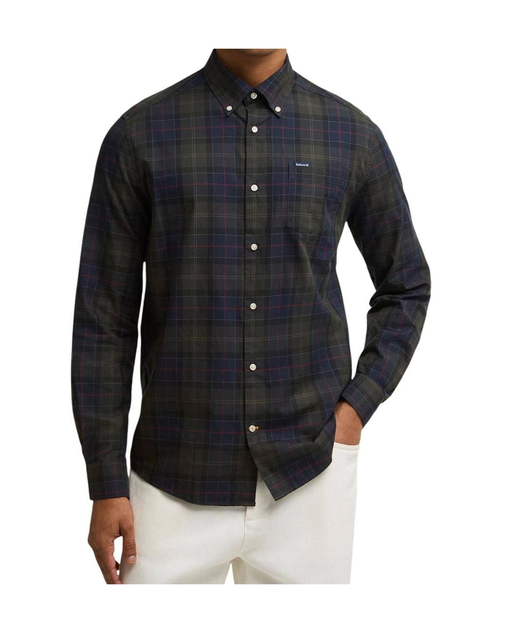 Barbour Blue Long-Sleeved Plaid Shirt for men