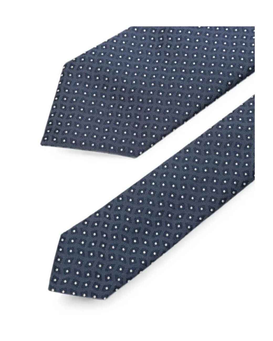 Emporio Armani Blue Geometric-Pattern Silk Tie for men