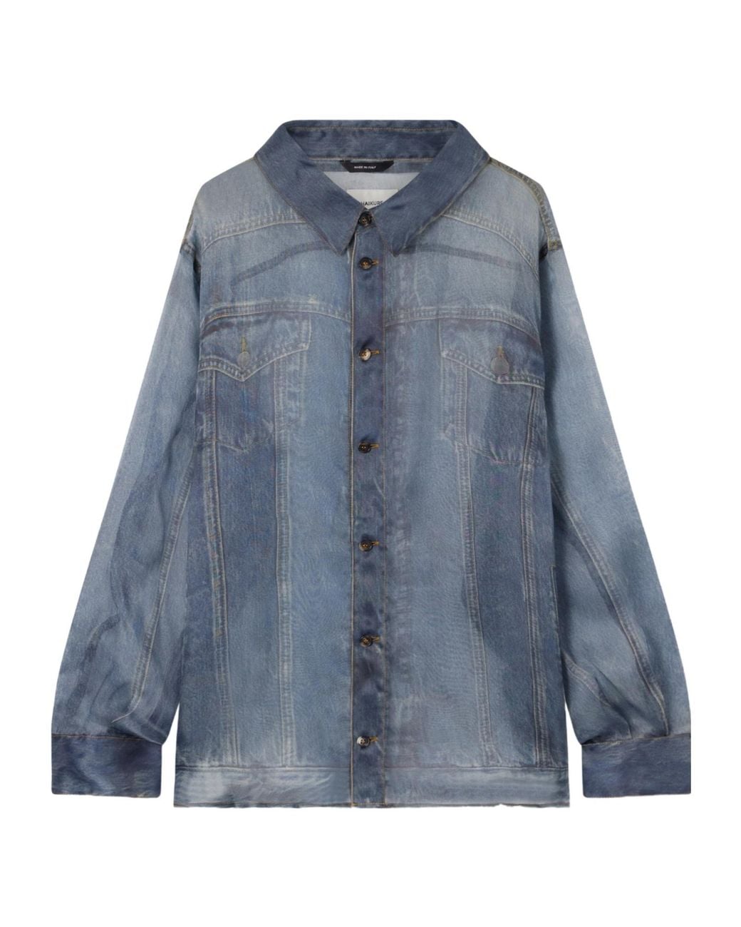 Haikure Blue Denim Printed Long Sleeve Shirt