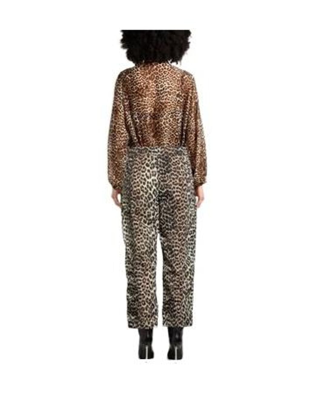 Ganni Gray Leopard-Print Cargo Trousers