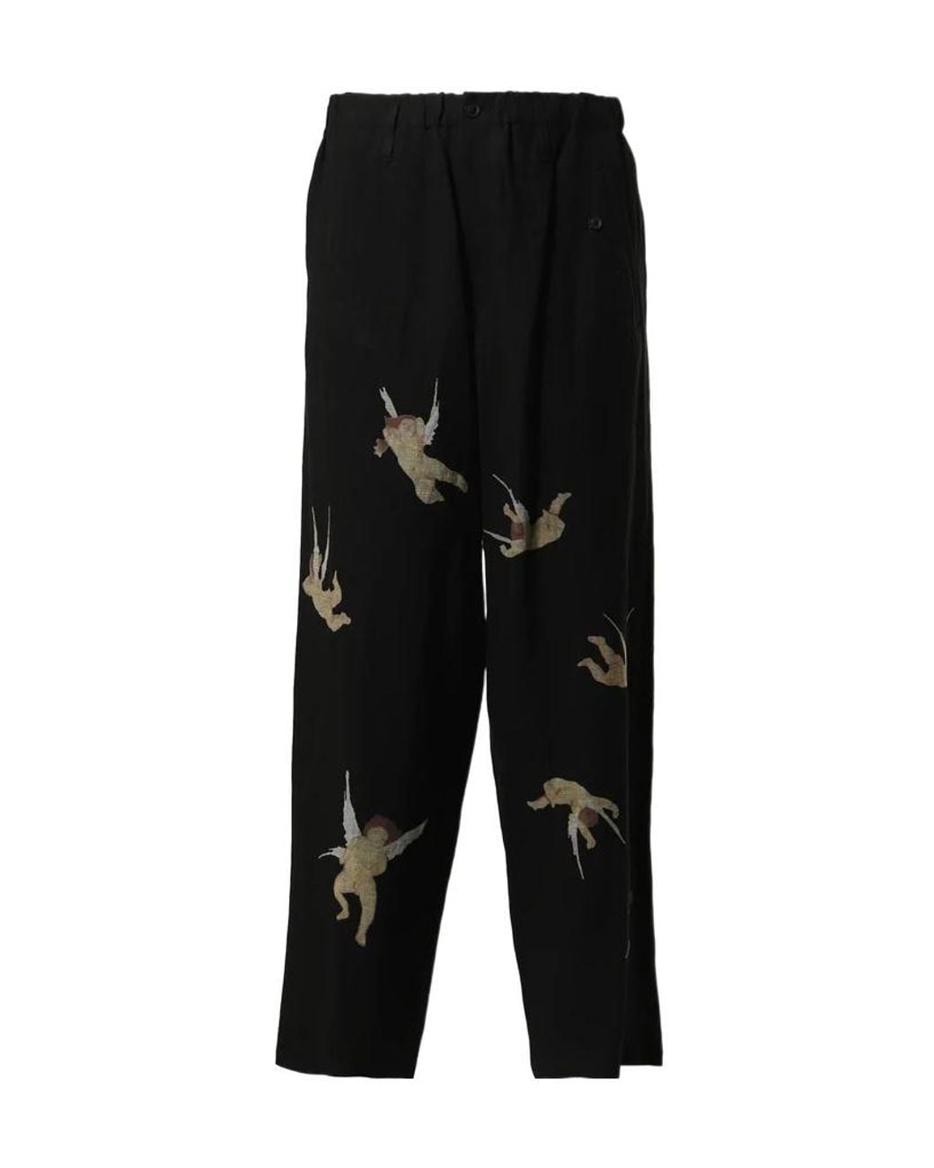 Yohji Yamamoto Black Printed Casual Pants for men