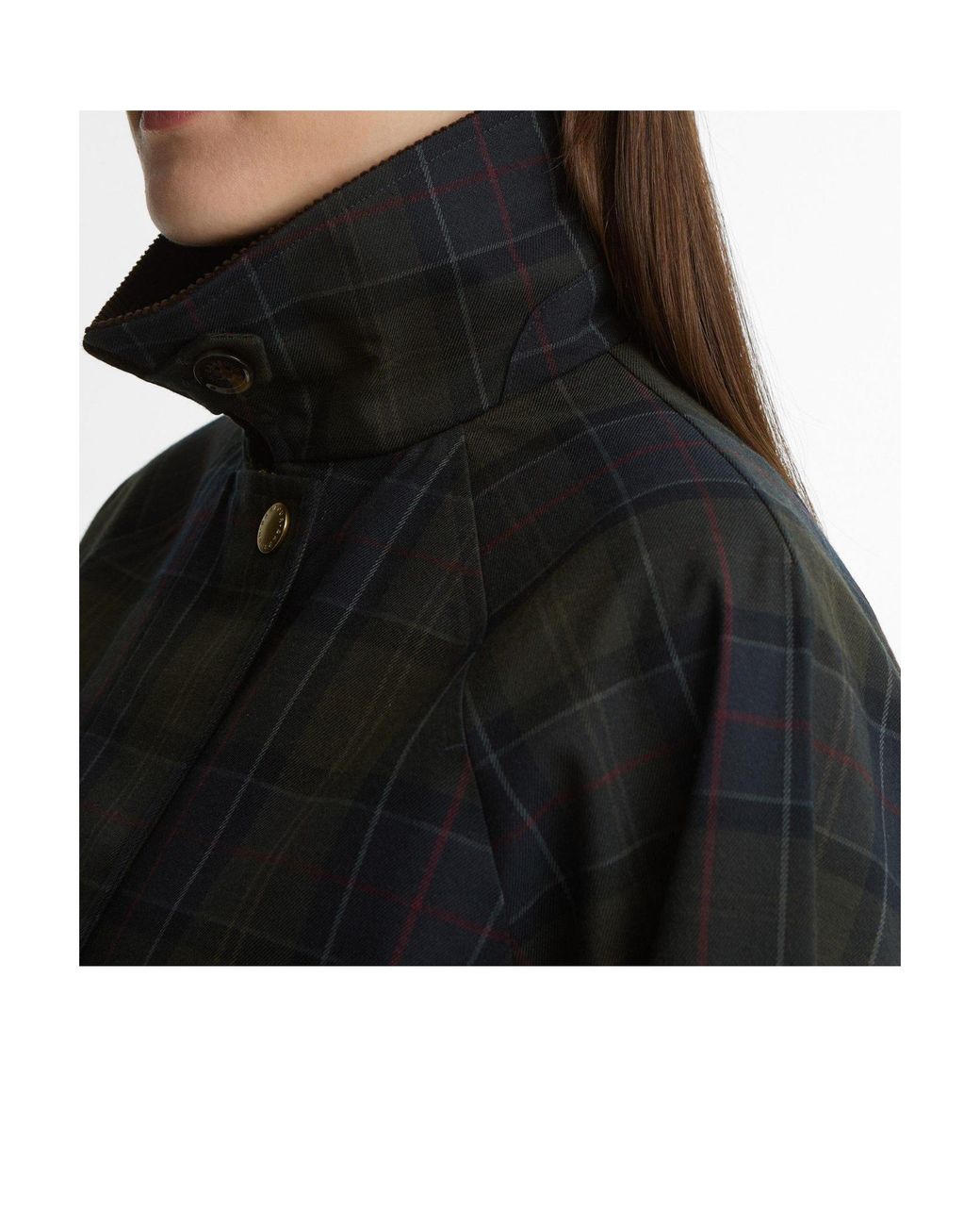 Barbour Black Cropped Plaid Wool Jacket