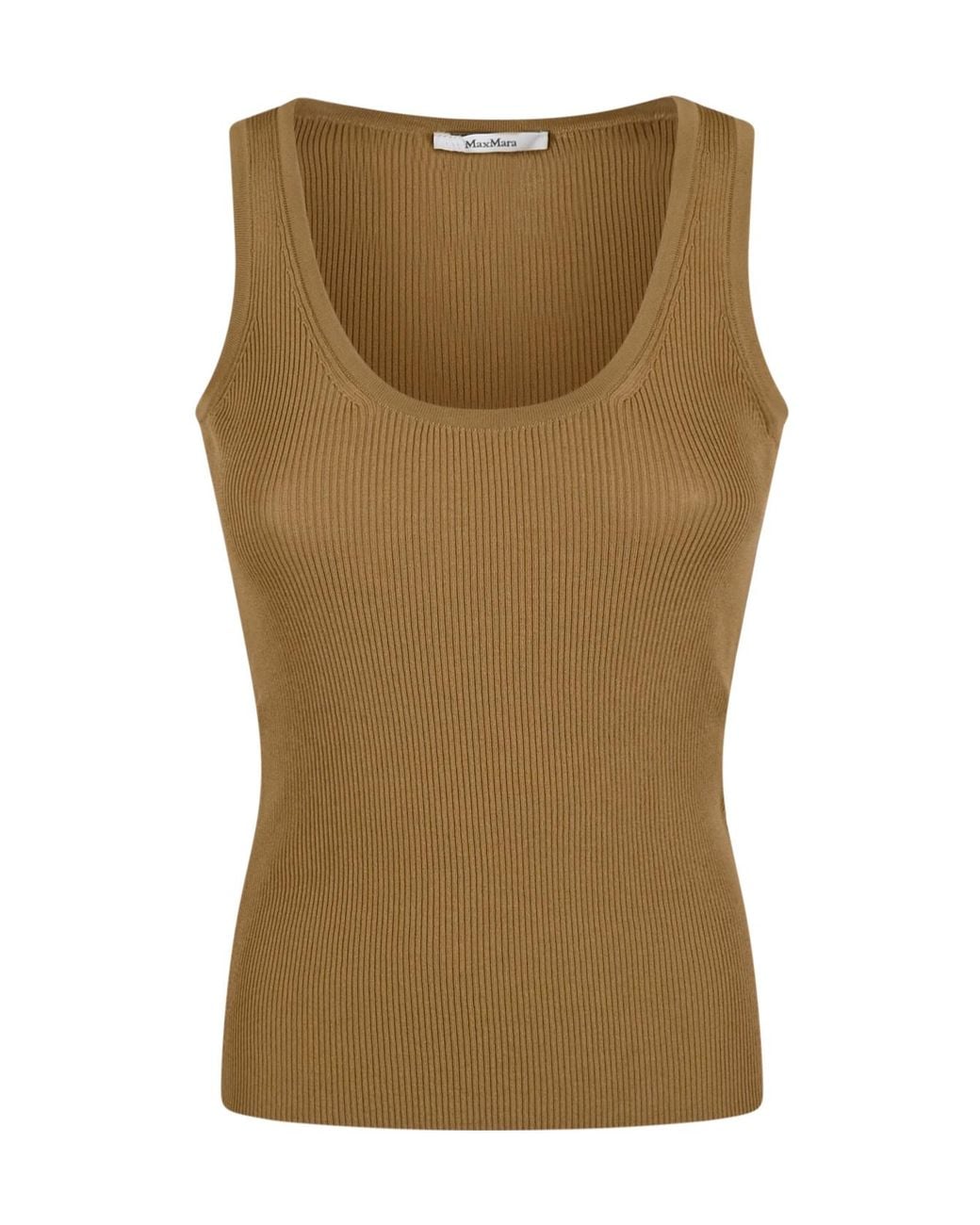 Max Mara Green Editta Sleeveless Ribbed Tank Top