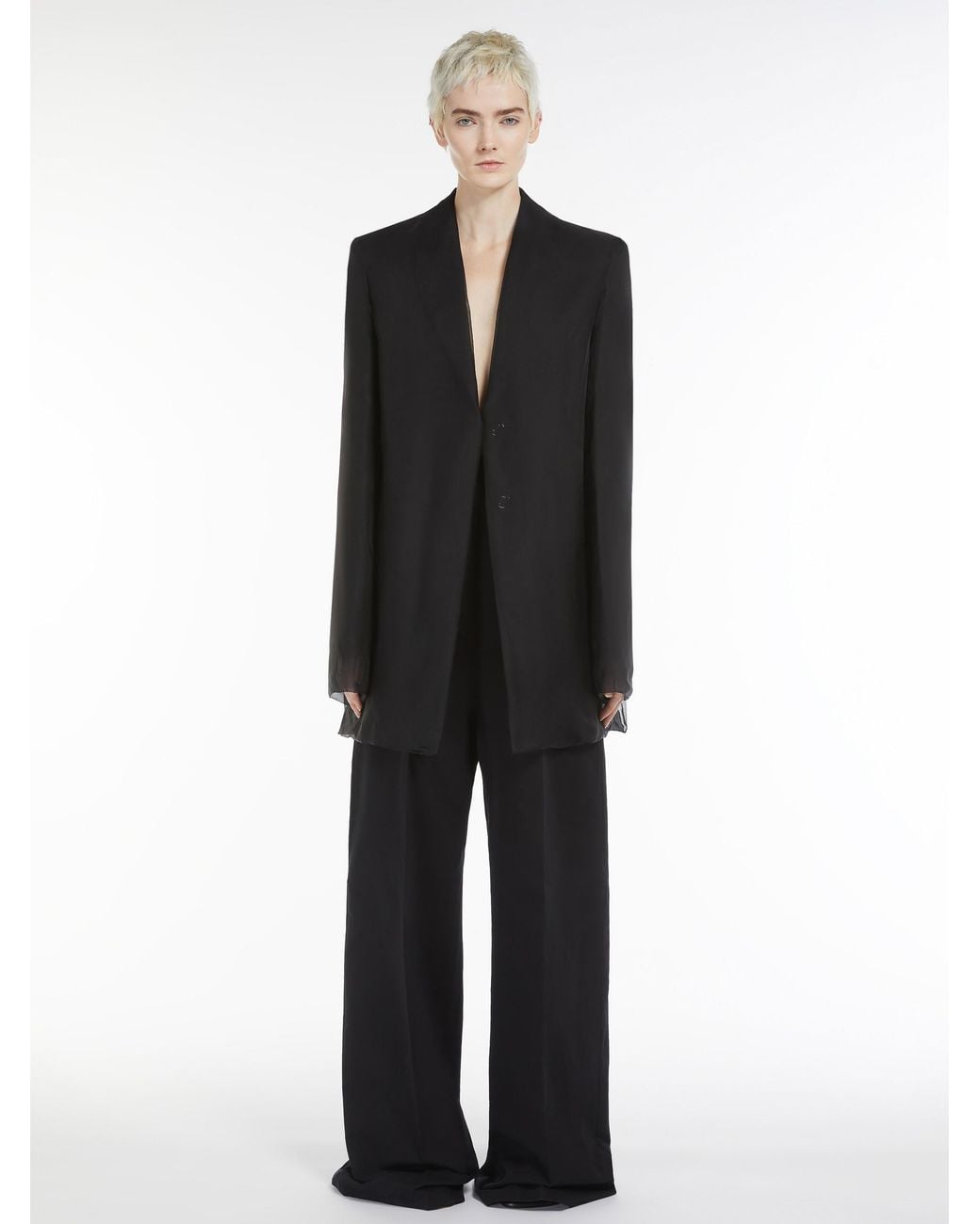 Sportmax Black High Waist Straight Leg Trousers