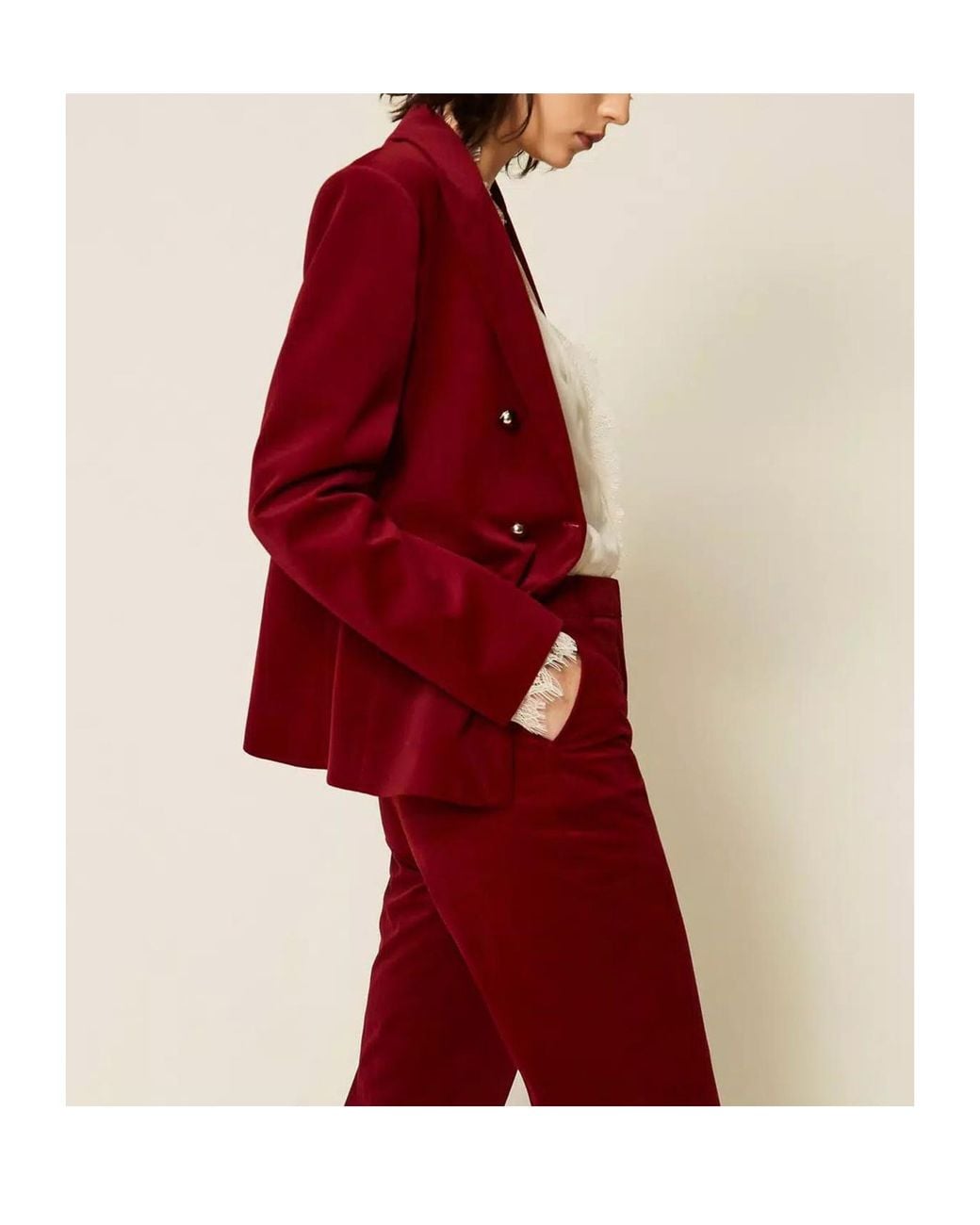 Twinset Red Double-Breasted Blazer