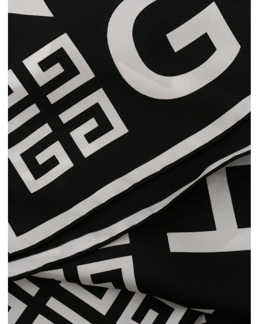 Givenchy Black Logo-Print Silk Scarf