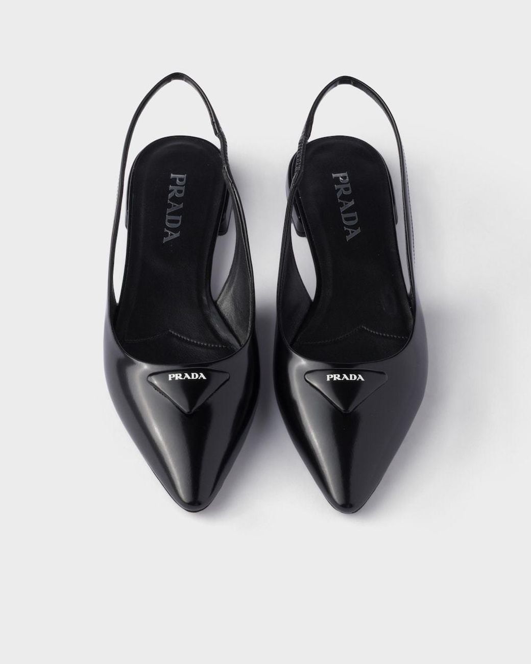 Prada Black Slingback Logo Flat Pumps