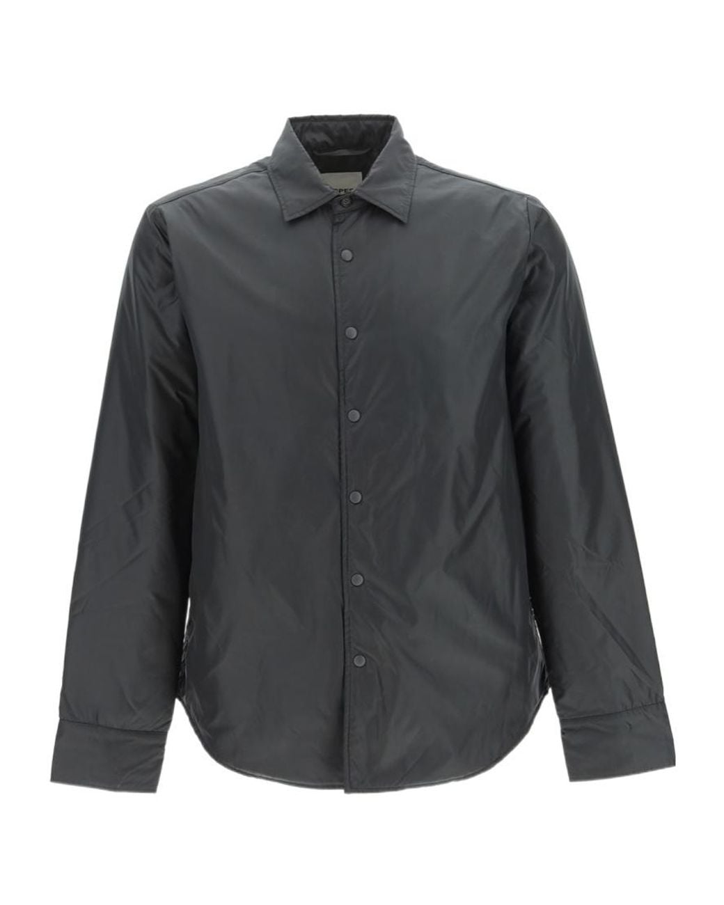 Aspesi Gray Padded Long-Sleeved Snapped Shirt Jacket for men