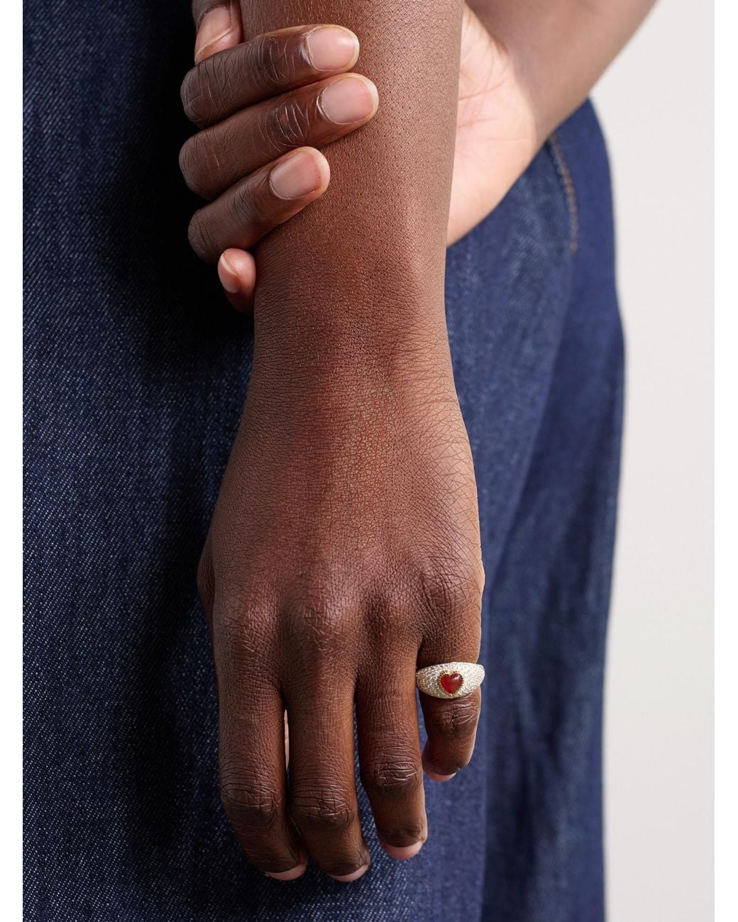 Yvonne Léon Metallic 9-Karat, Agate And Diamond Ring