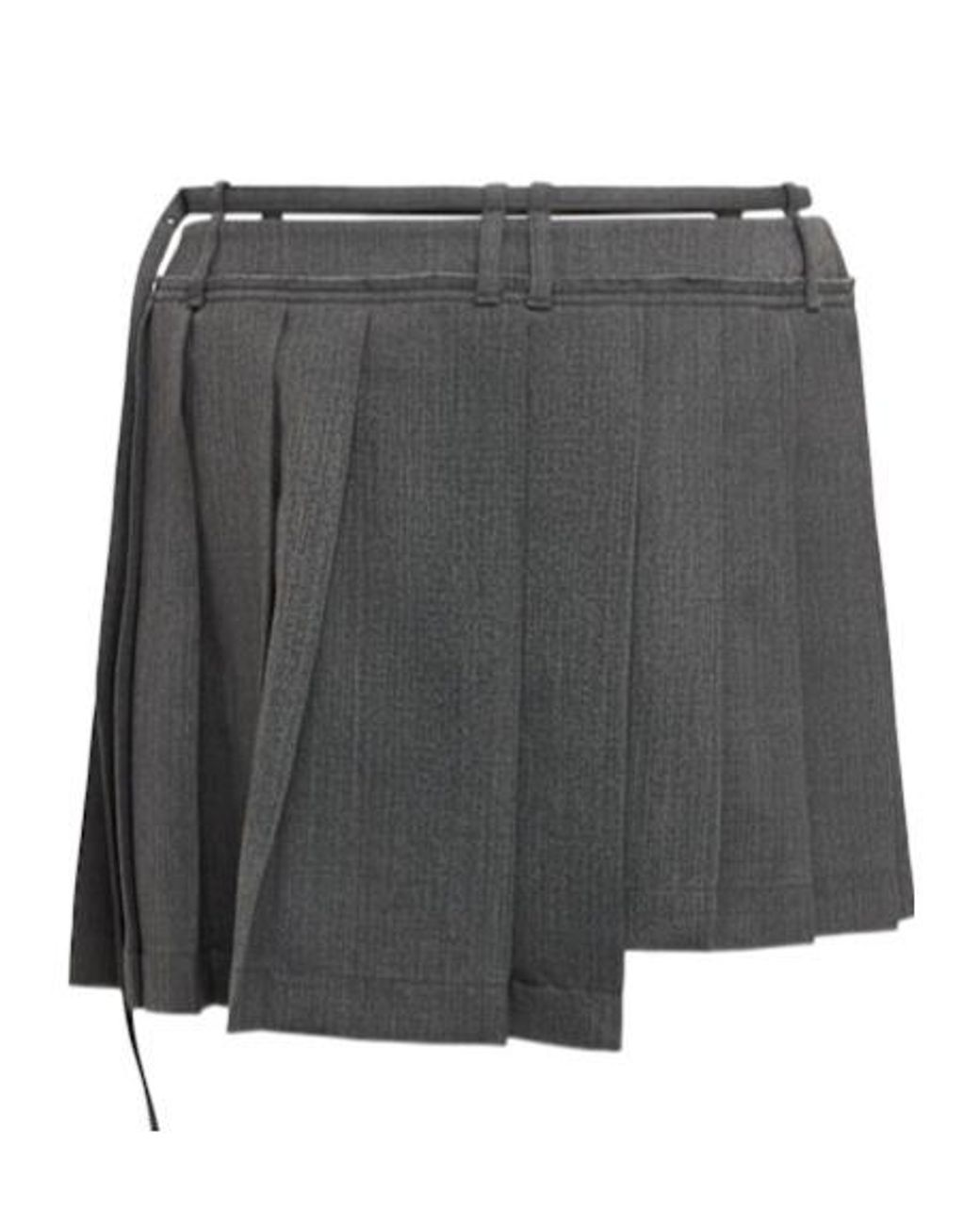 Acne Blue Pleated Wool Blend Mini Skirt