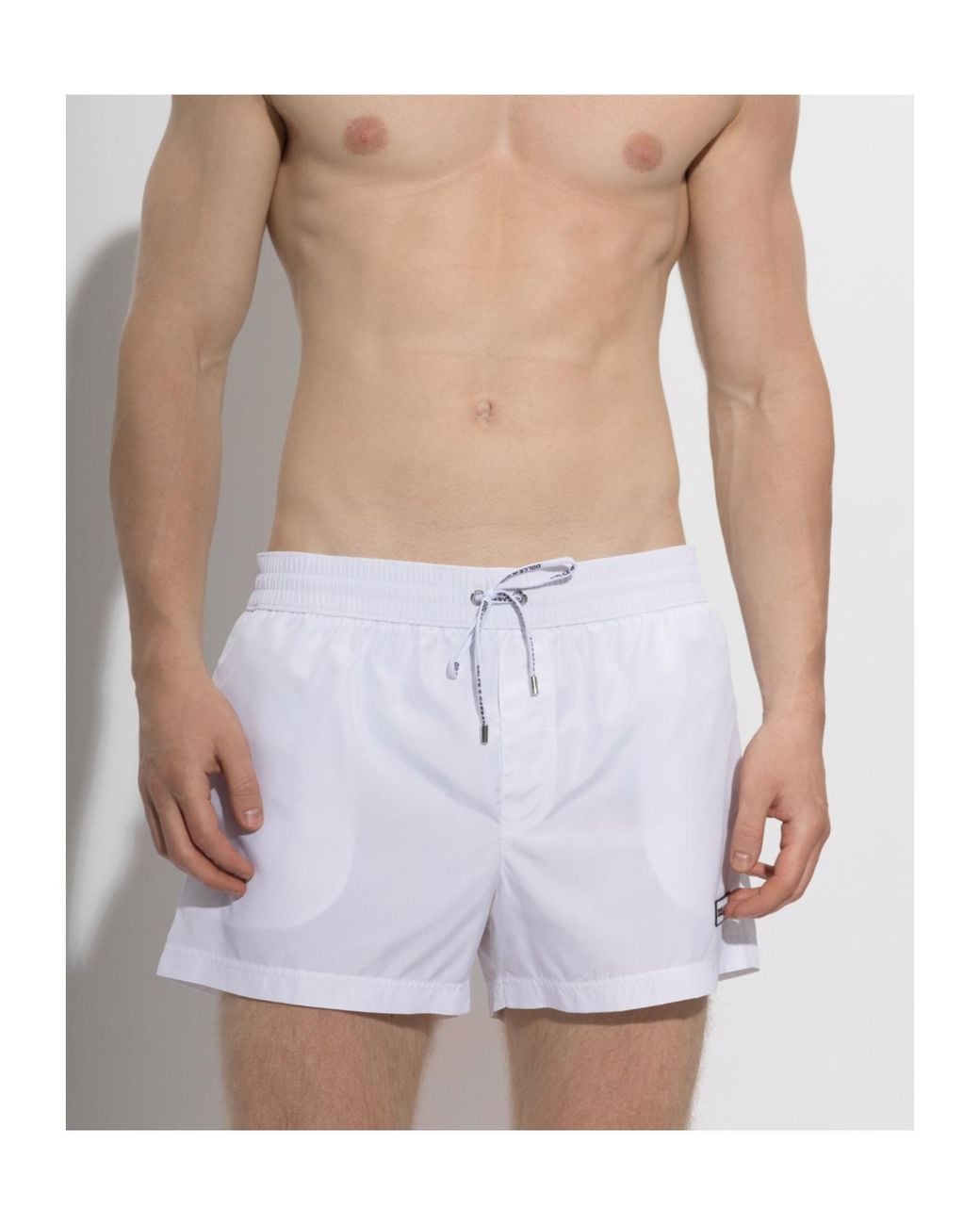 Dolce & Gabbana Blue Logo Patch Drawstring Swim Shorts for men