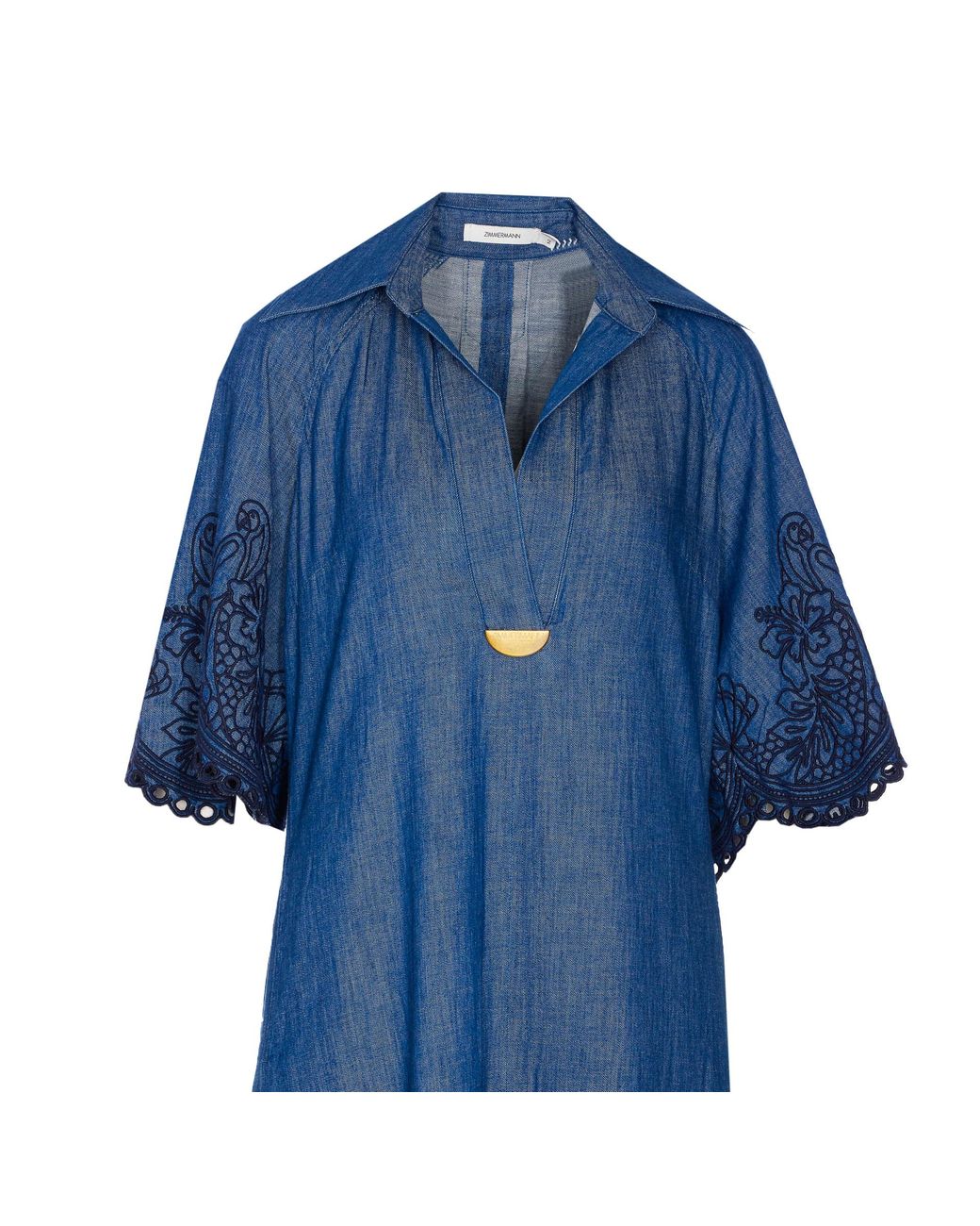 Zimmermann Blue Coco Embroidered Denim Dress