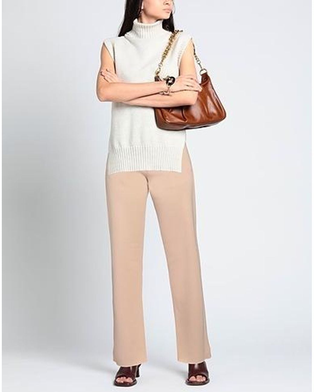 MM6 by Maison Margiela Natural Solid-Colored Straight-Leg Pants