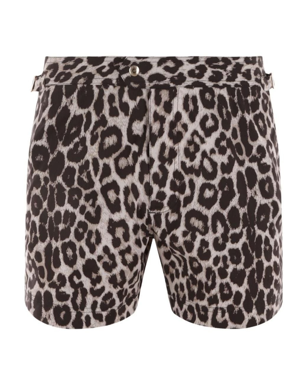 Tom Ford Gray Leopard-Print Swim Shorts for men
