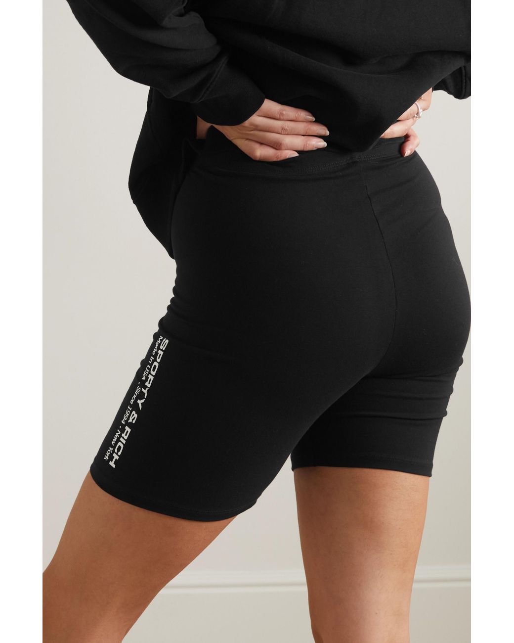 Sporty & Rich Black Logo Riding Shorts