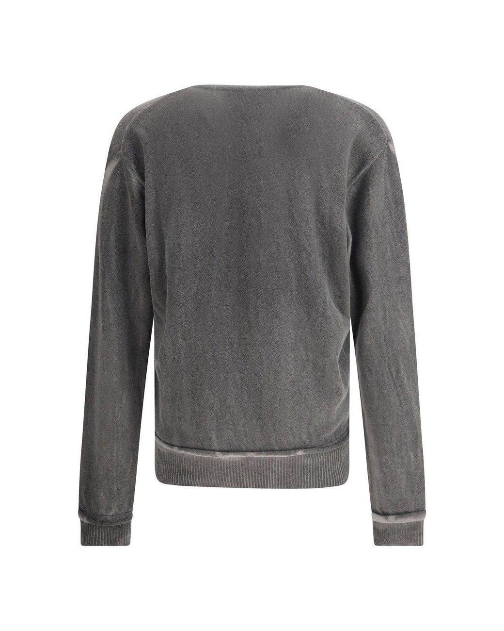 Our Legacy Gray Spray-Dyed V-Neck Sweater for men