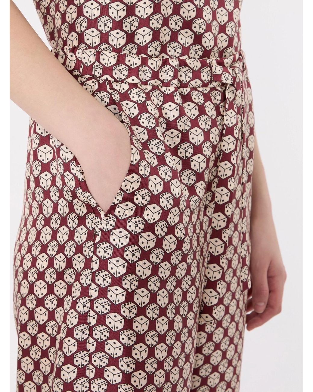 Max Mara Pink 'S Printed Twill Wide Leg Trousers