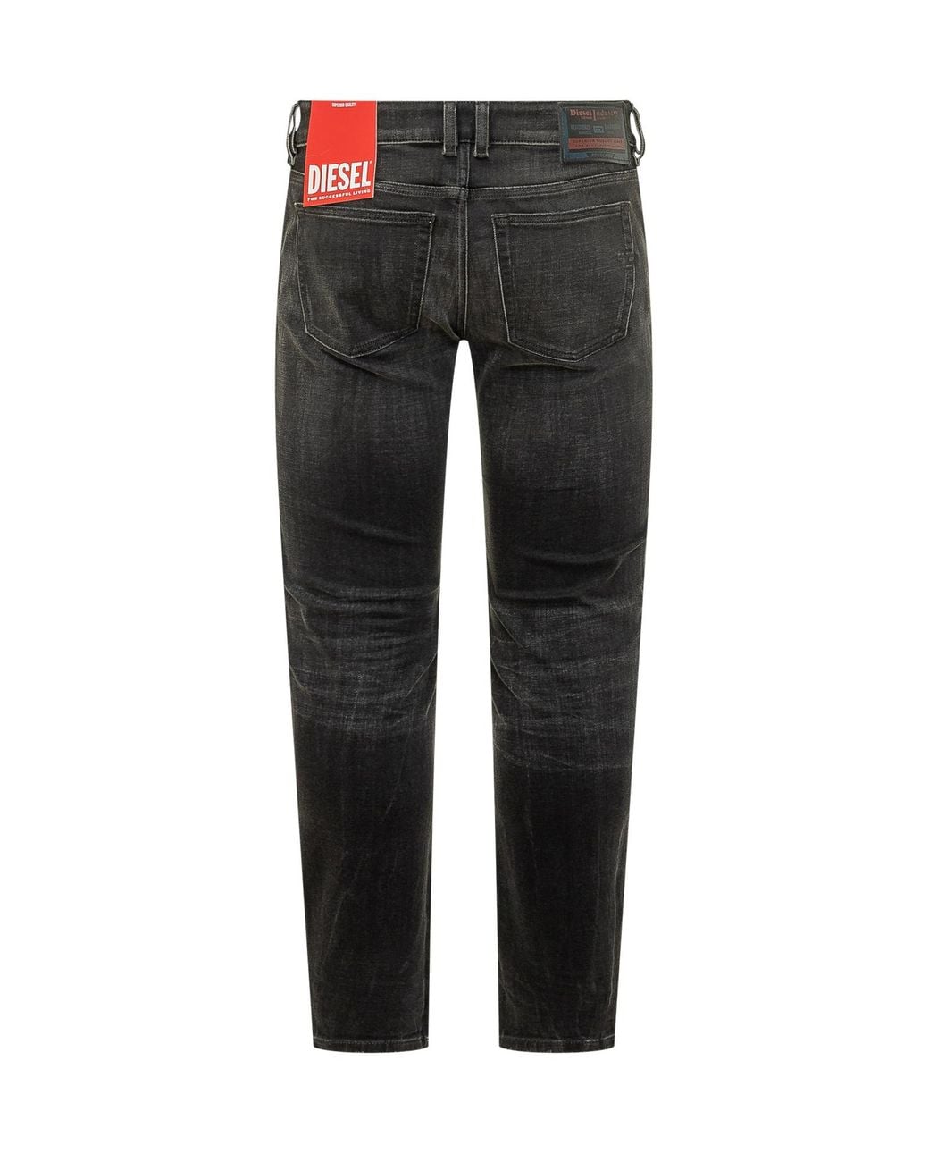 DIESEL Black Logo Patch Jeans for men