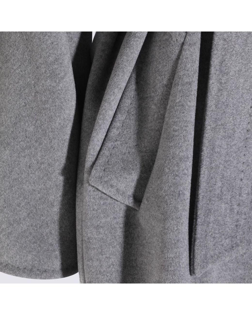 Max Mara Gray Collared Long-Sleeved Coat