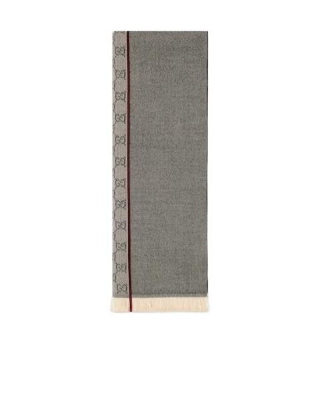 Gucci Gray Gg Wool Jacquard Scarf for men