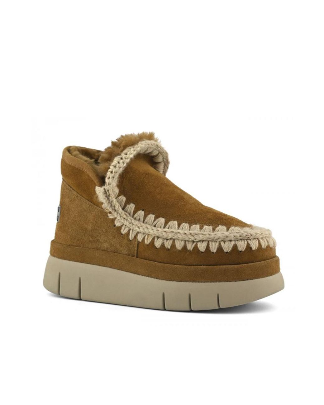 Mou Brown Bounce Braided-Trim Suede Ankle Boots