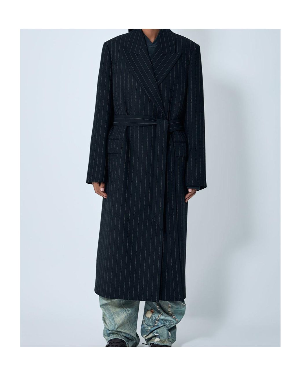 Acne Black Peaked Lapel Trench Coat
