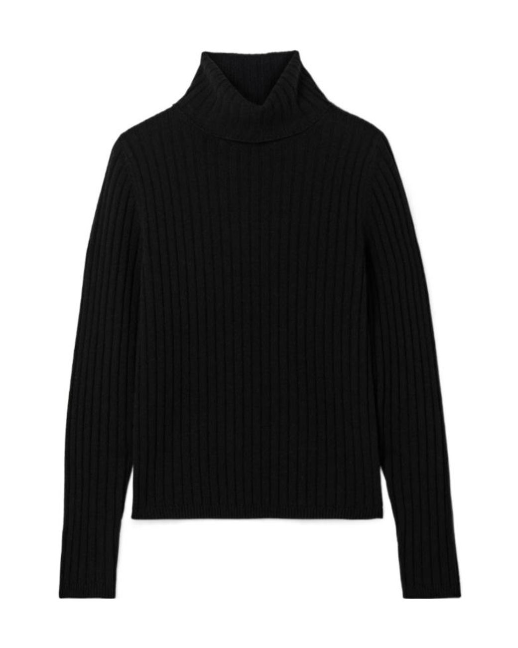 Nili Lotan Black Dessie Ribbed Cashmere Turtleneck Sweater