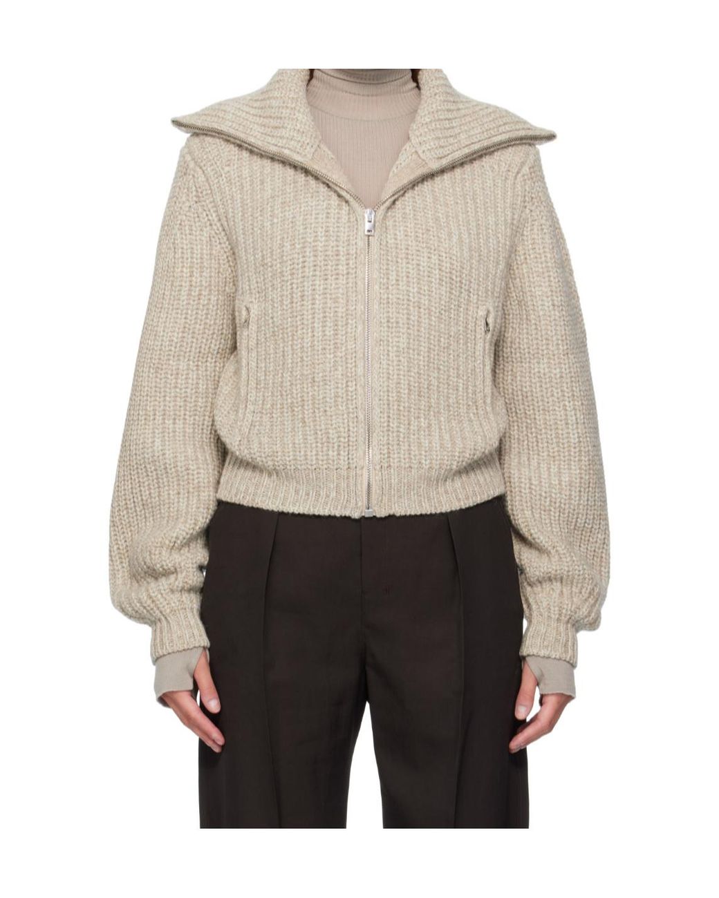 Lemaire Natural Long Sleeved Zipped Cardigan
