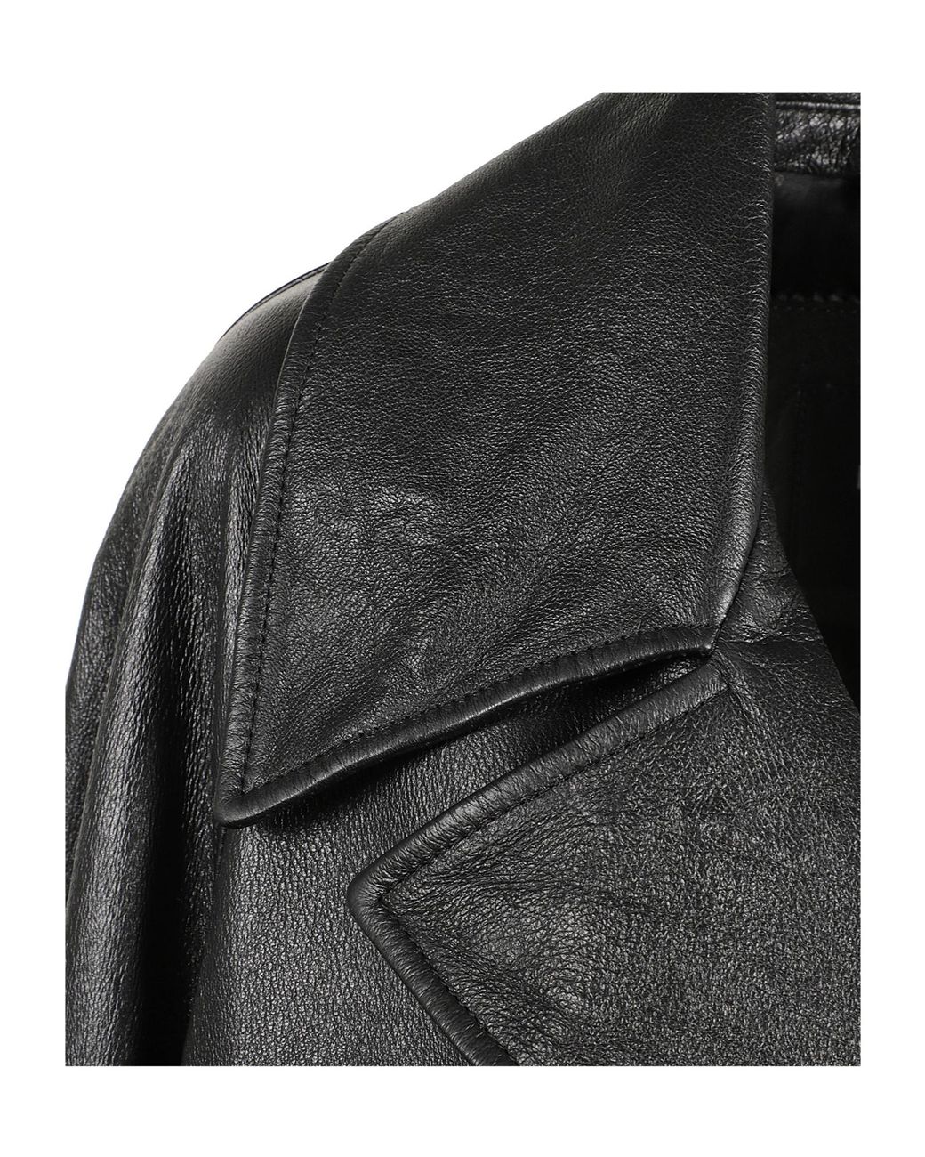 Balenciaga Black Leather Trench Coat