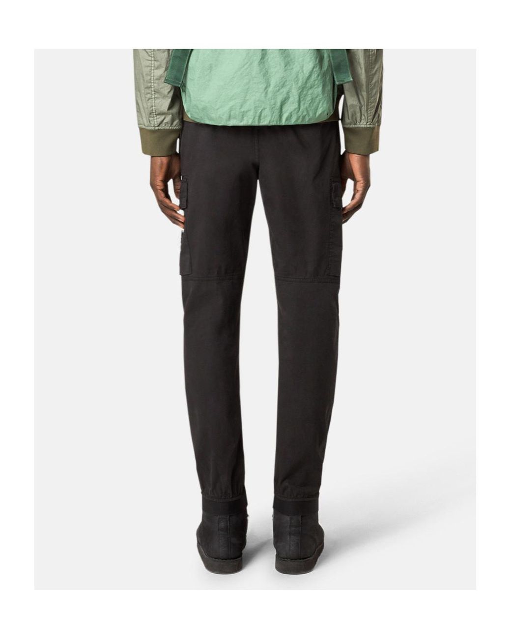 Stone Island Black Regular Tapered Fit Cargo Trousers for men