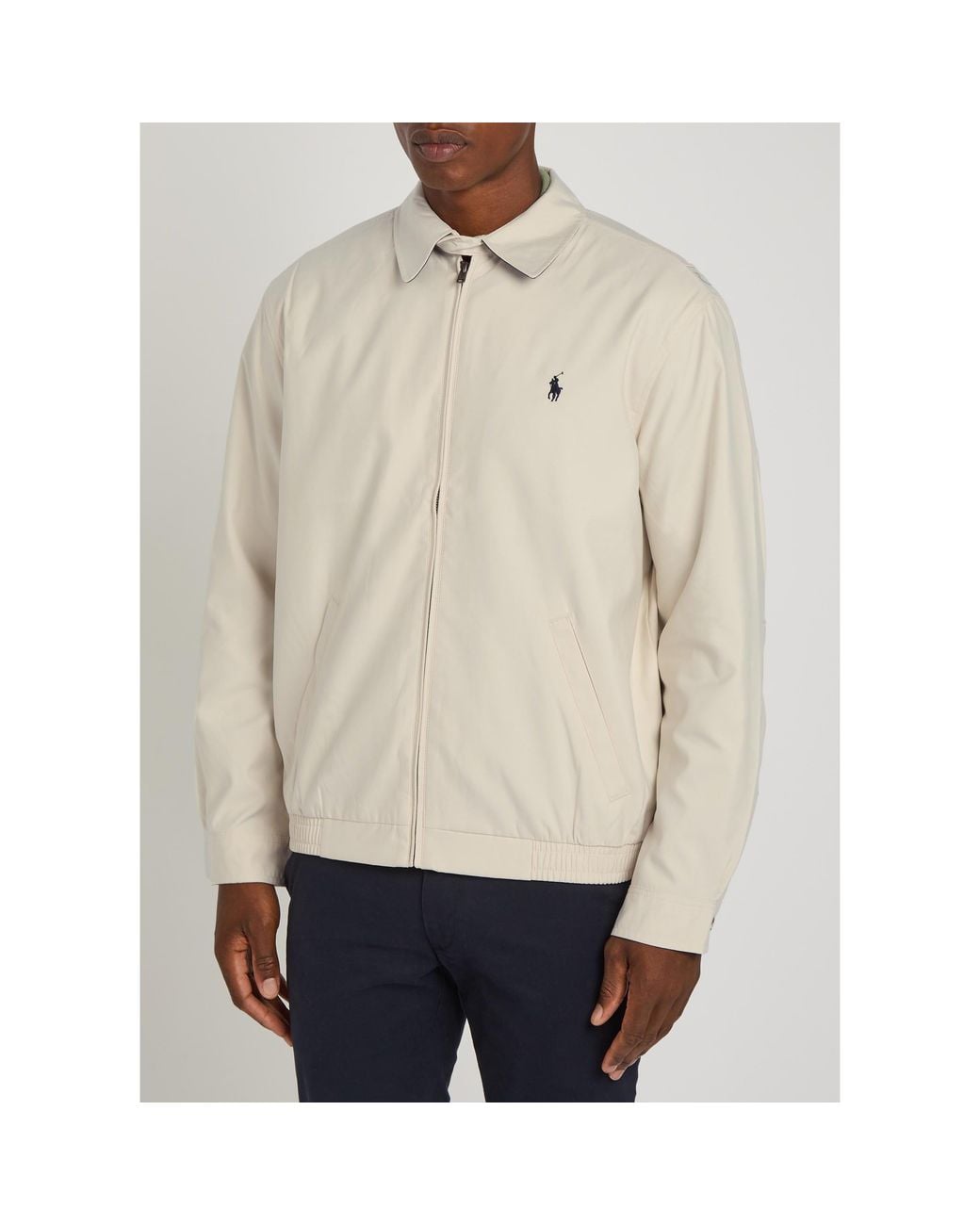 Polo Ralph Lauren White Notched Lapel Harrington Jacket for men