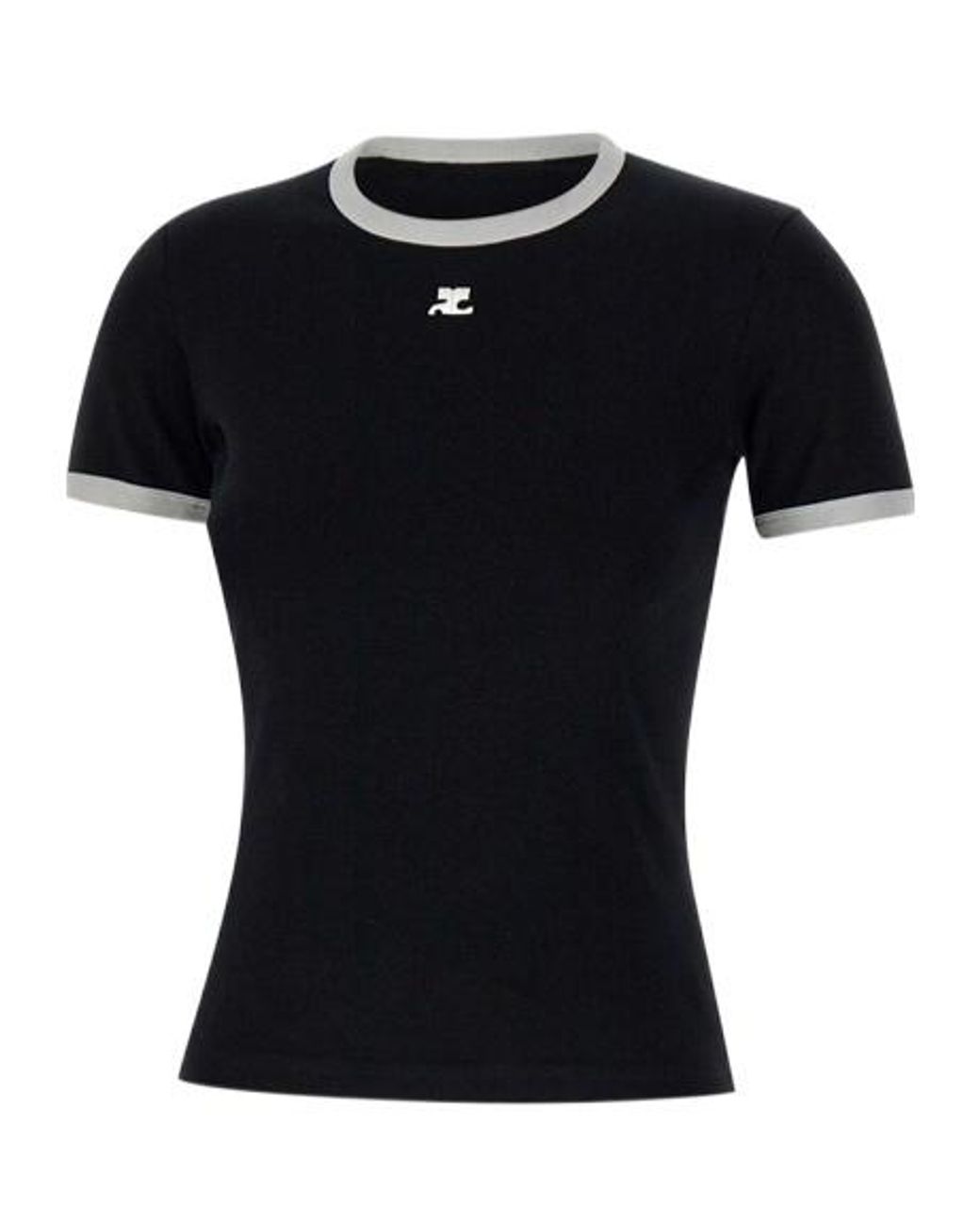 Courreges Black Courrèges Contrast Trim Logo T-Shirt